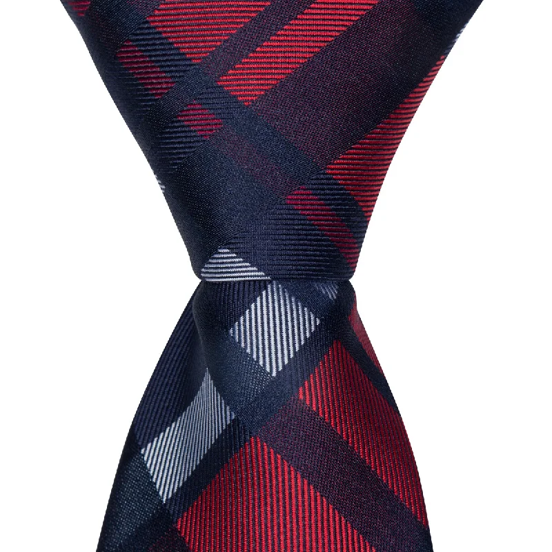 B13 - Red/Navy Plaid Necktie - Standard Width