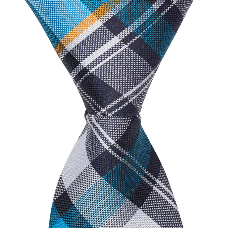 B22 - Blue/Gray Plaid w/Orange Stripe - Standard Width