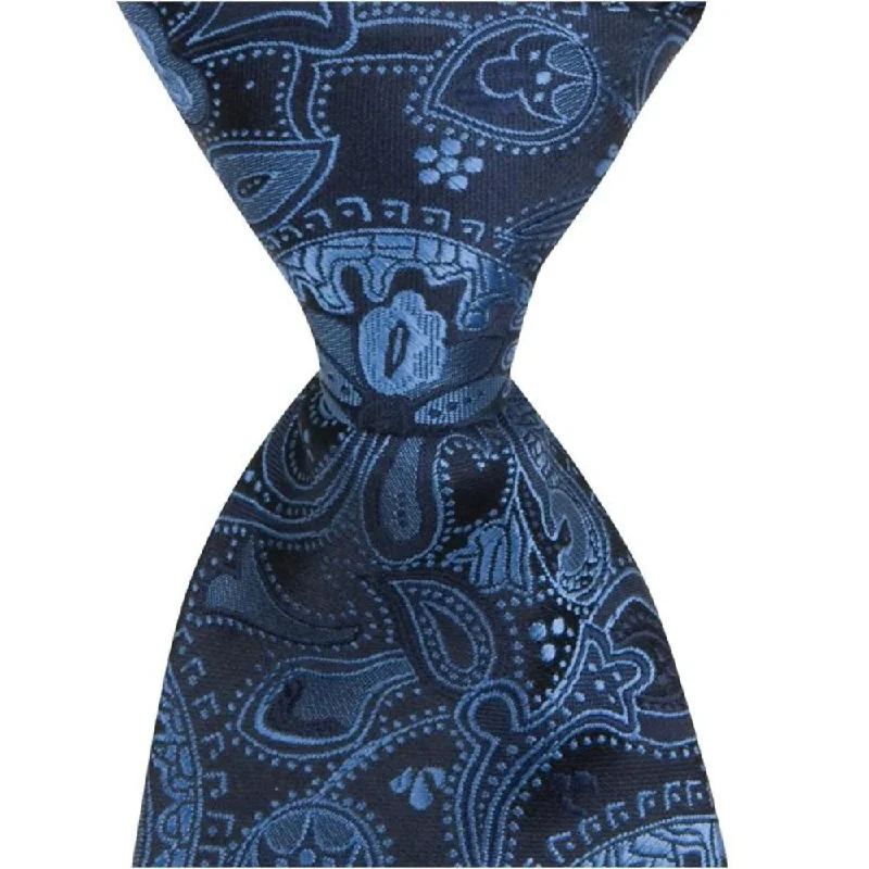 B23 - Navy Blue Paisley - Varied Widths