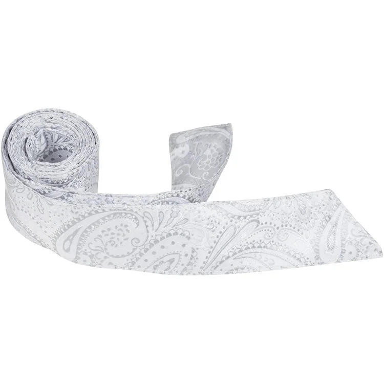 CL50 HT - White/Silver Paisley - Matching Hair Tie