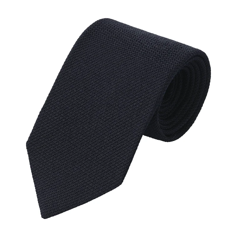 Grenadine Knotted Silk Tie in Navy Blue