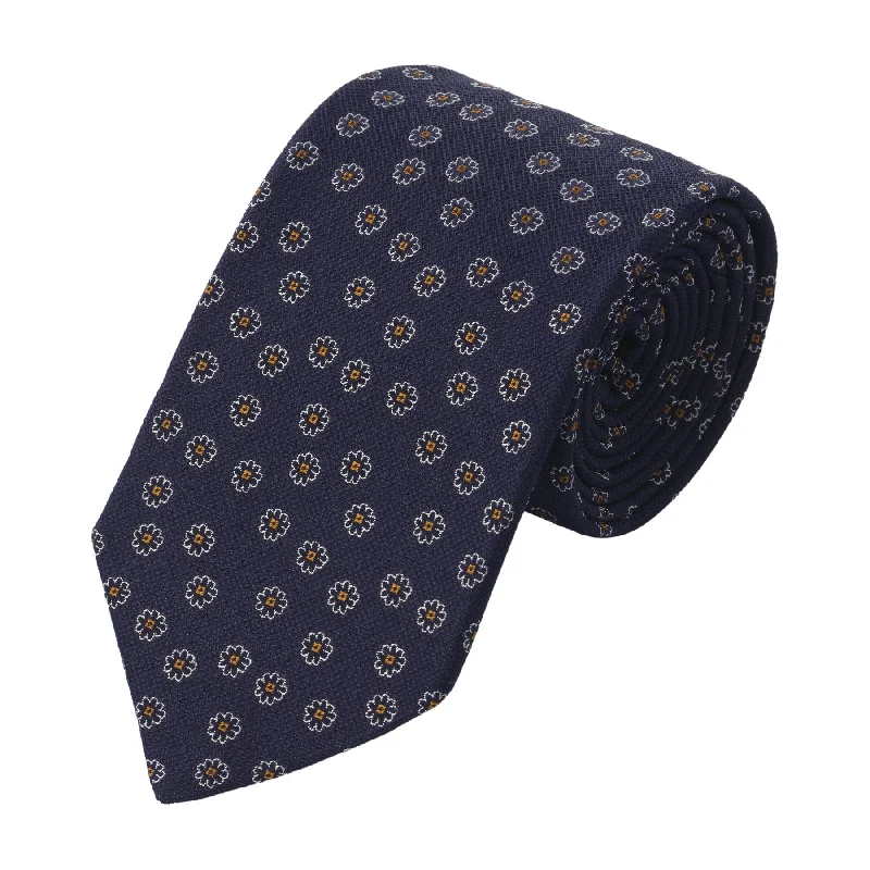 Jacquard Lined Silk Tie in Flower Design