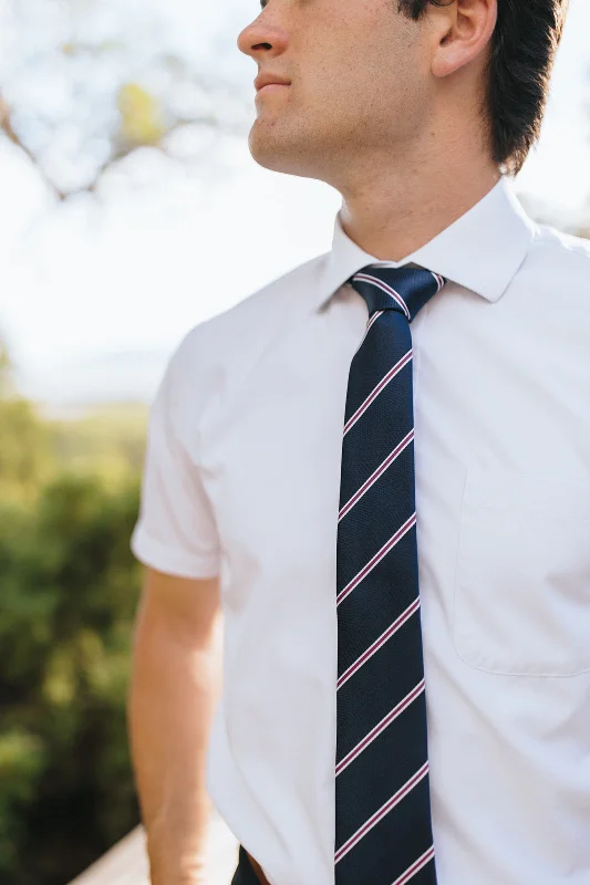 R&B Navy Tie w/ Purple and White Stripe