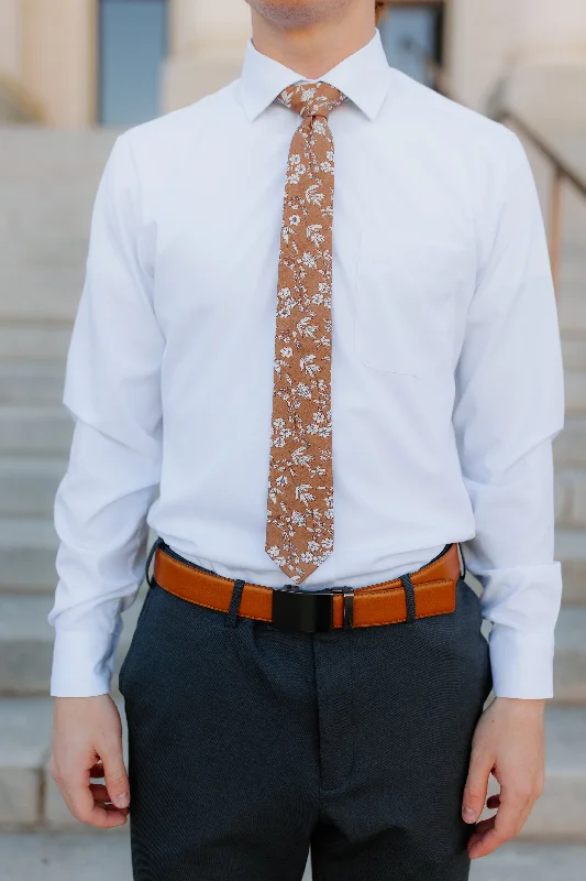 R&B Tie Brown Design w/ Small Flower