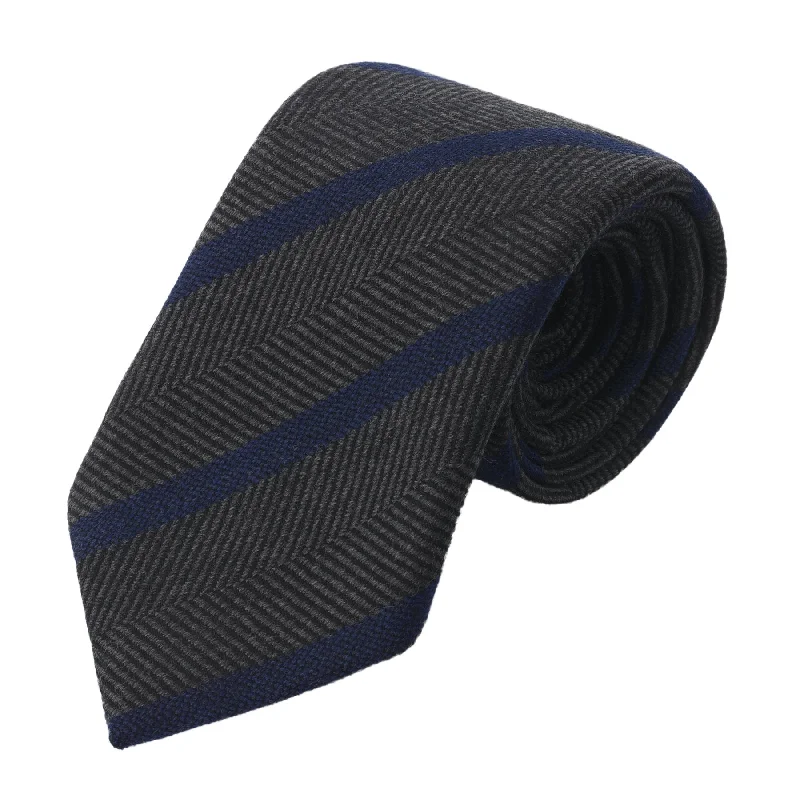 Regimental Herringbone Tie in Green and Blue