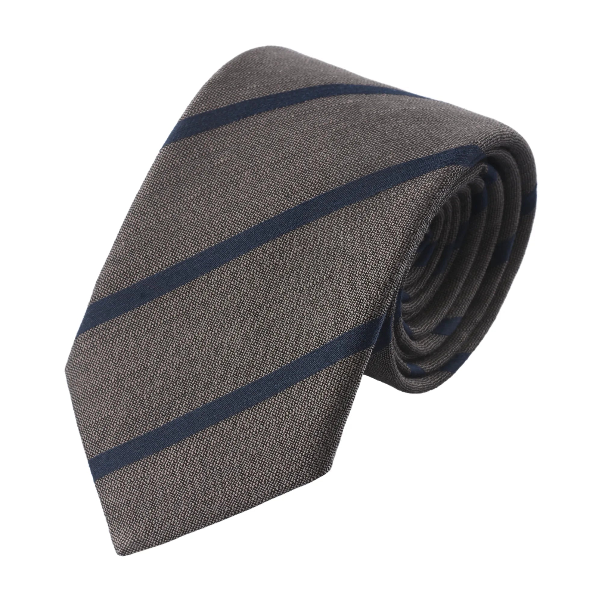 Regimental Jacquard Linen-Blend Tie in Brown