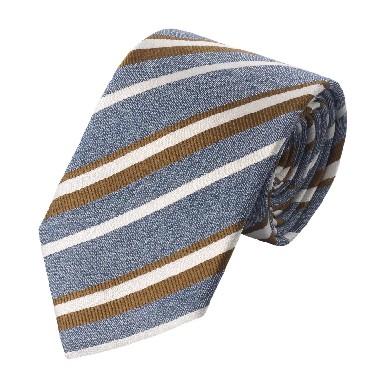 Regimental Lined Blend Blue Tie