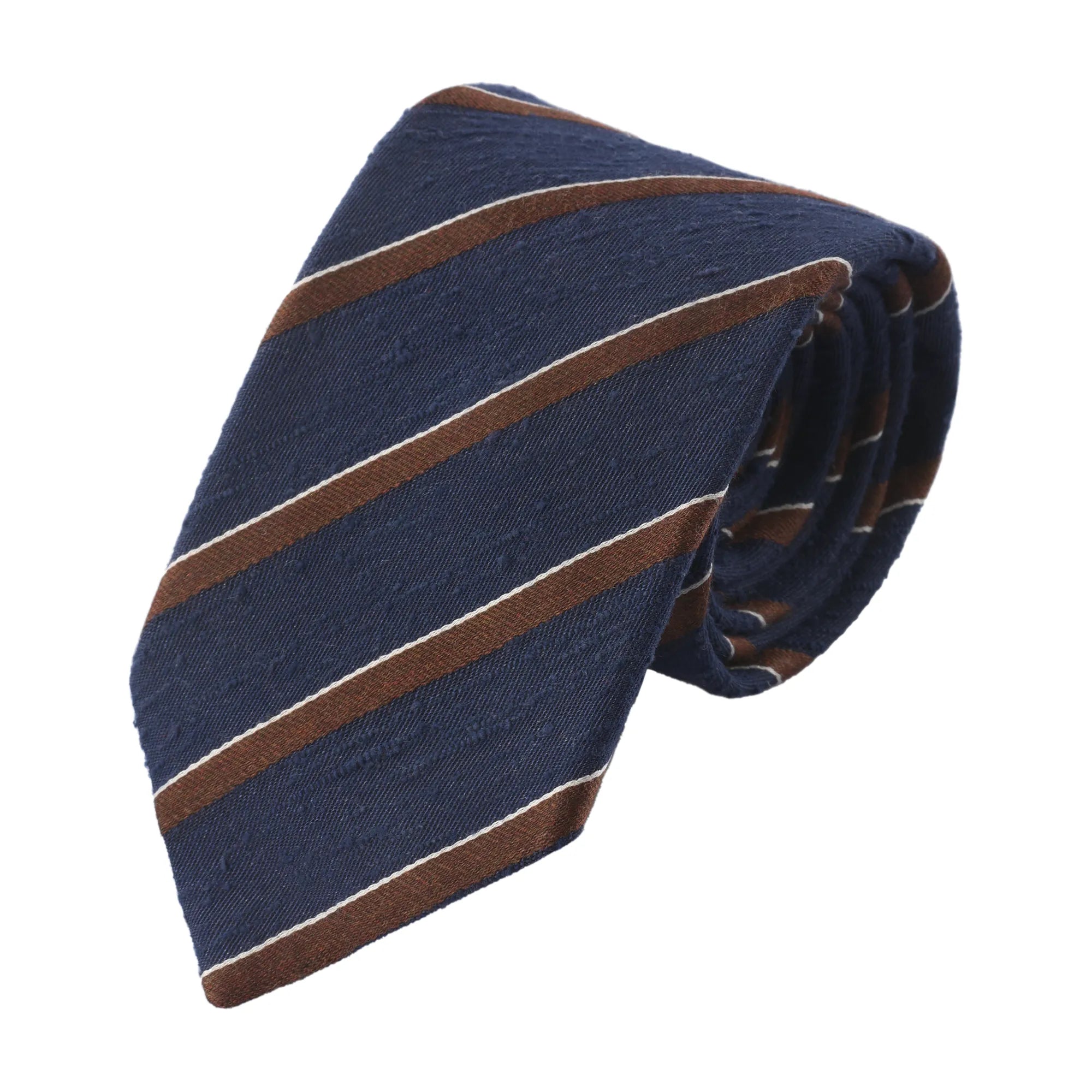 Regimental Shantung Silk Tie in Blue