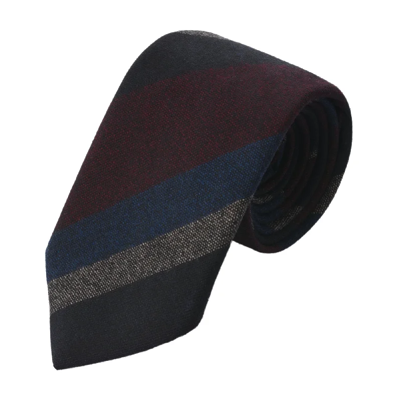 Regimental Wool Lined Tie in Burgundy Multicolor