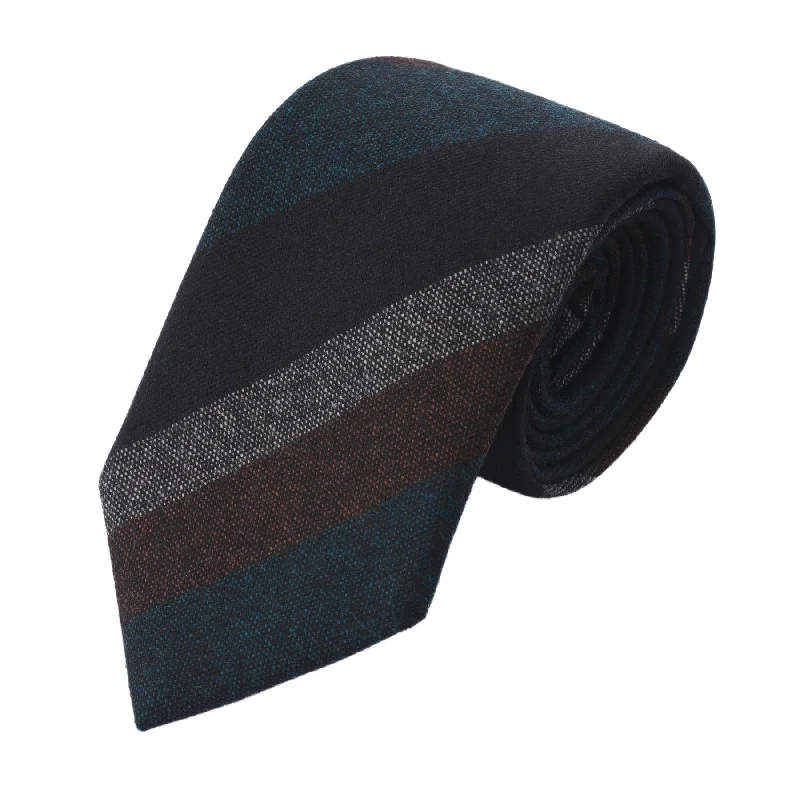 Regimental Wool Tie in Dark Blue, Red and White