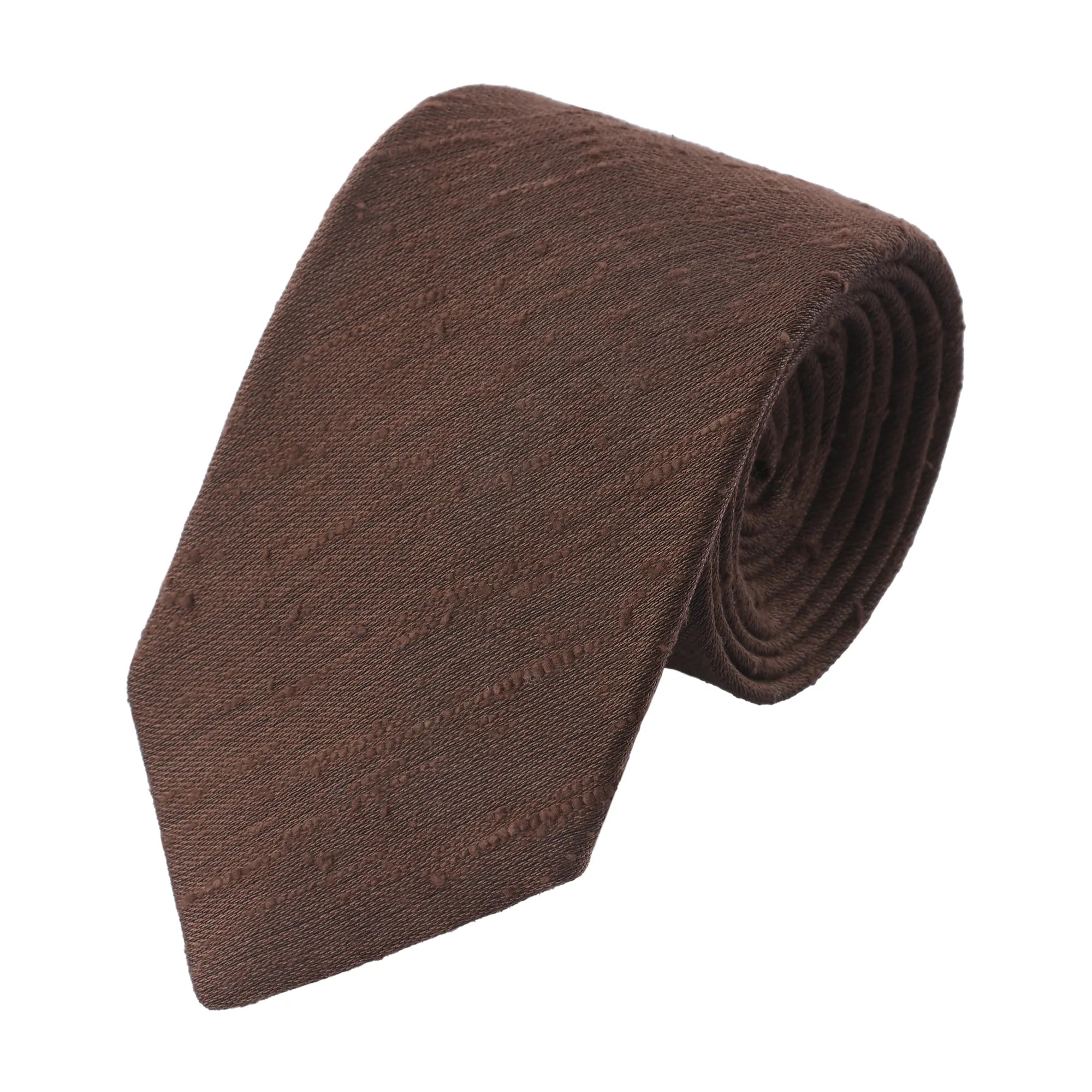 Shantung Lined Silk-Blend Tie in Solid Brown