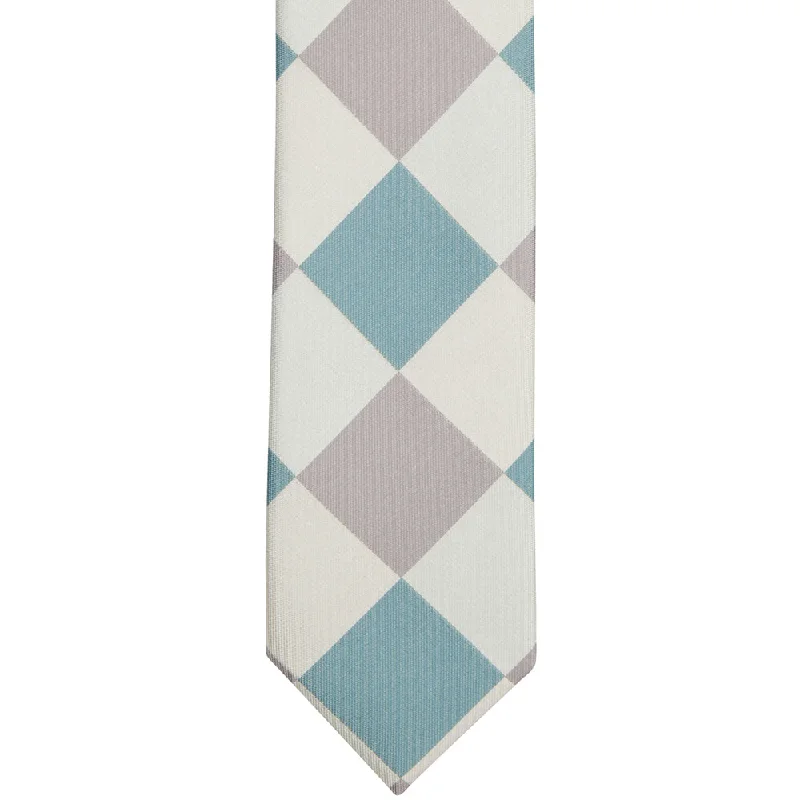 ST30 - Cream/Blue/Silver Large Checker - Skinny Width