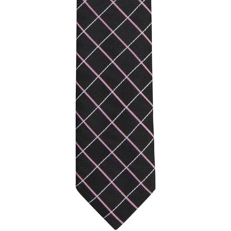 ST32 - Black w/Thin Pink/White Plaid - Skinny Width