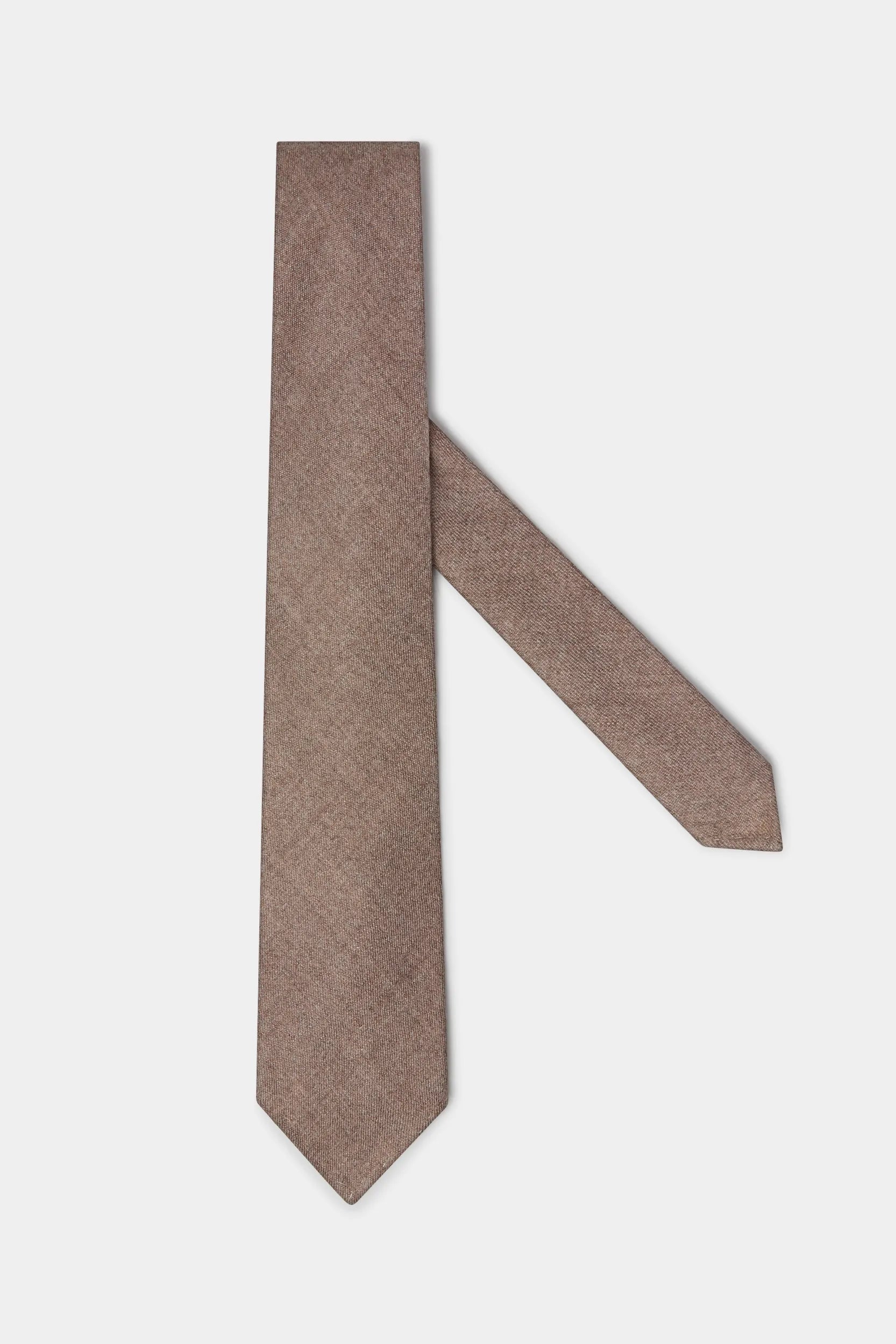 Taupe flannel tie - Hand Made In Italy