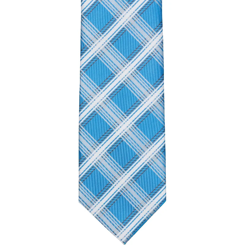 WF25 - Blue/White Large Plaid Standard Width Necktie