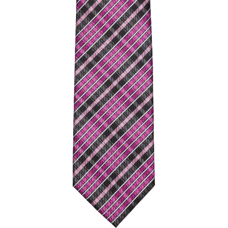 WF26 - Magenta/Black Small Plaid Standard Width Necktie