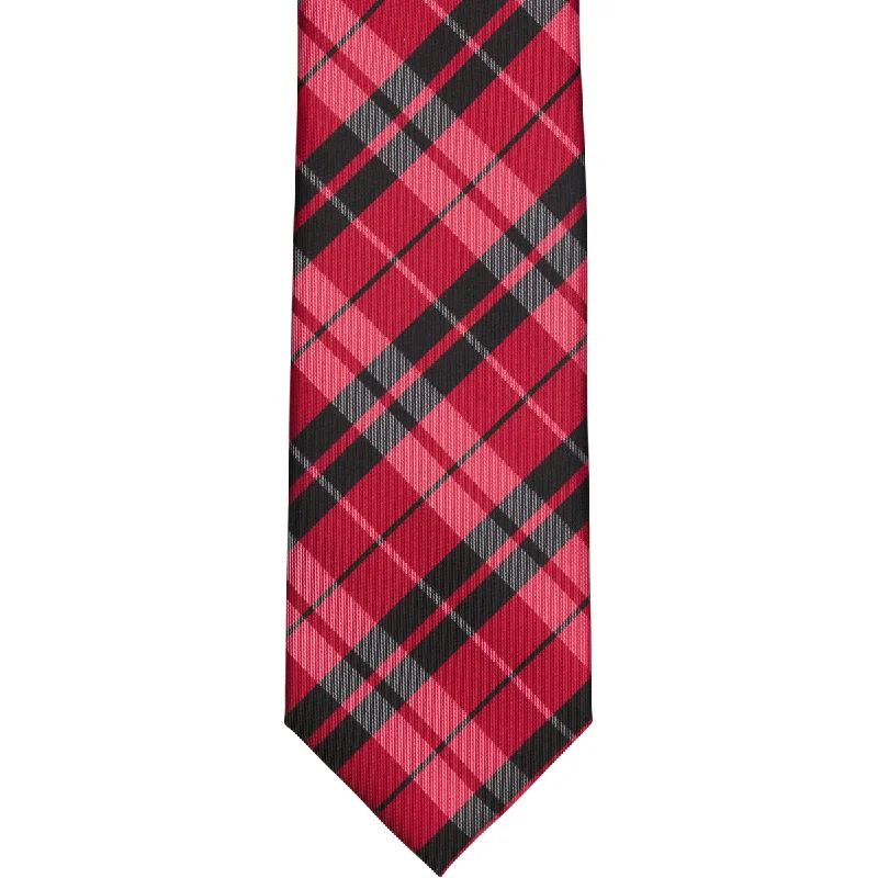 WF27 - Red/Black Large Plaid Standard Width Necktie