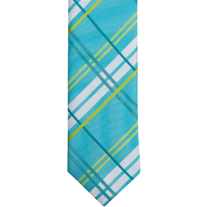 ST17 - Aqua/Yellow Plaid - Skinny Width