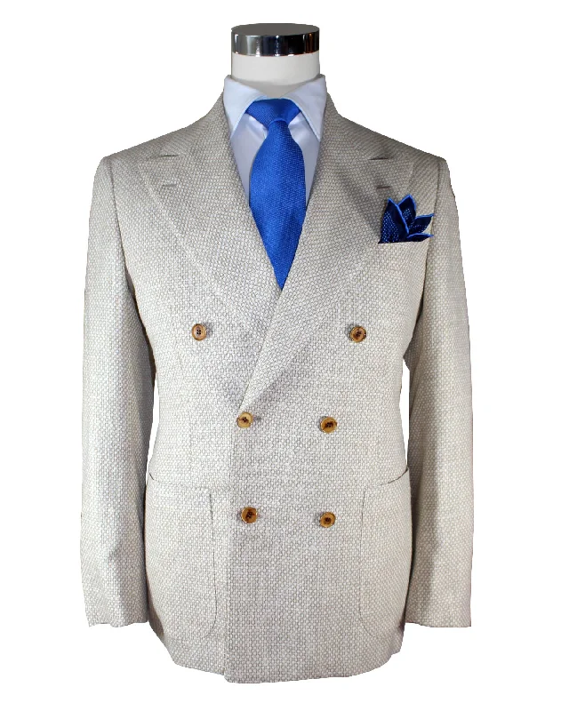 Sartorio Sport Coat Light Gray Beige - Double Breasted Men Blazer EU 52 / US 42