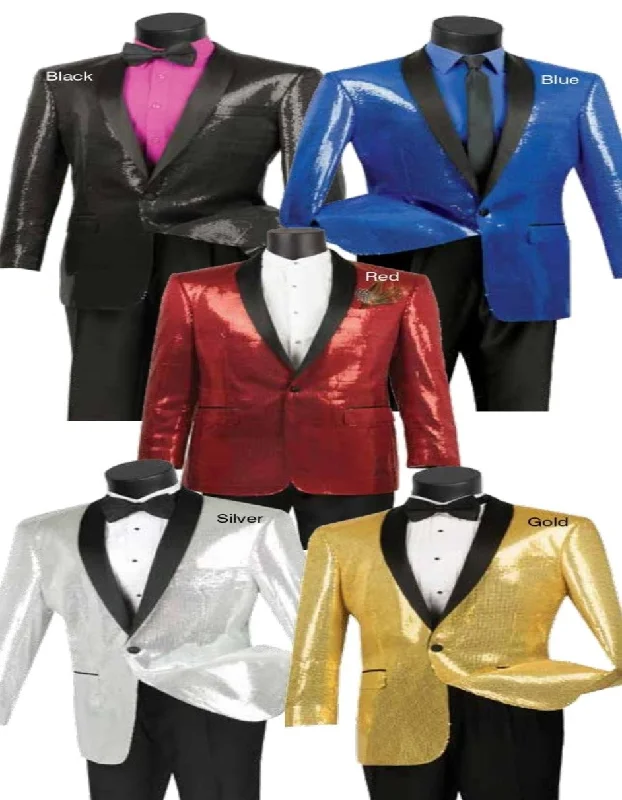 Mens Gold Sequin Tuxedo Blazer