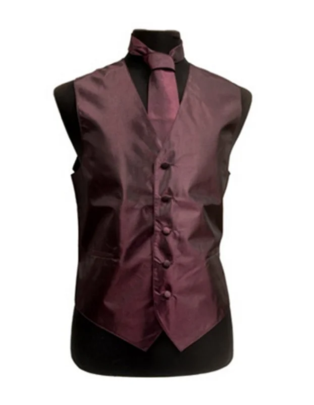 Solid Burgundy Vest Set