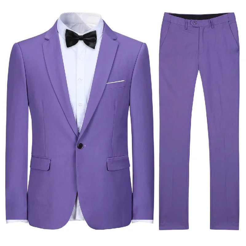 2-Piece Slim Fit Notched Lapel Violet Suit