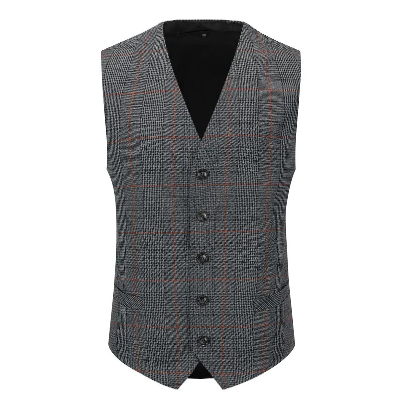 Checked Vests Stripes Business Slim Fit Cotton Black