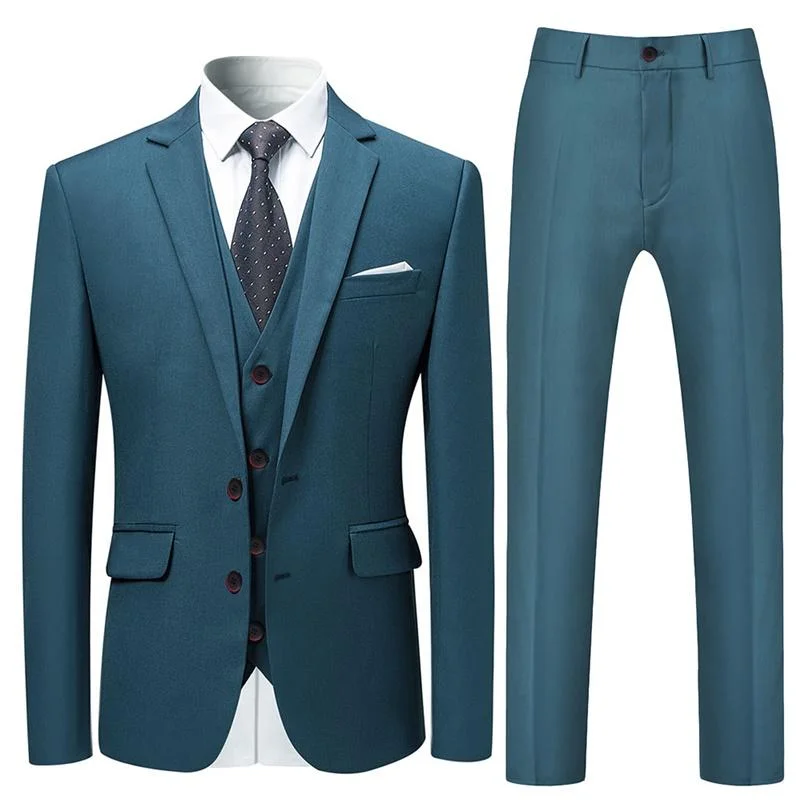 DarkCyan 3-Piece Suit Slim Fit Two Button Suit