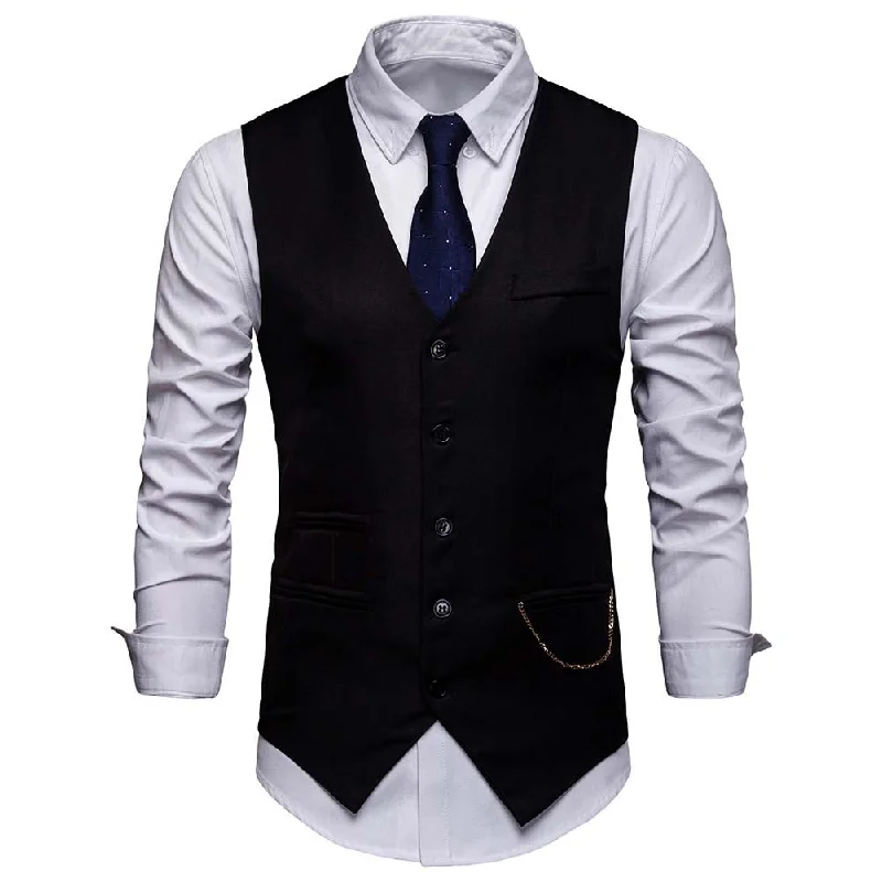 Slim Fit Casual Fashion Vest Black