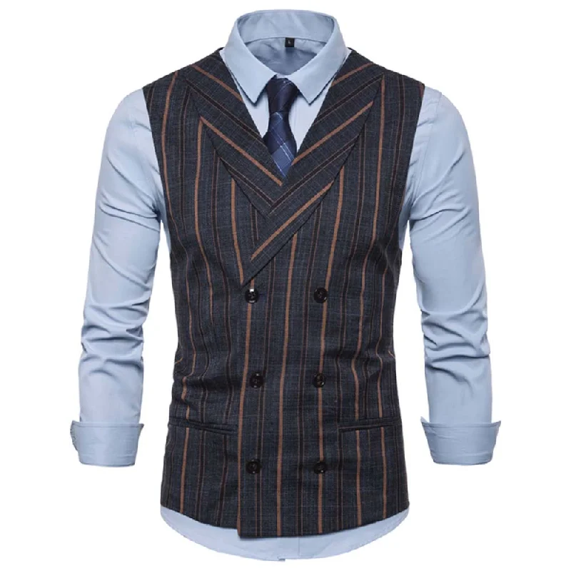 Slim Fit Comfortable Stripe DimGrey Vest