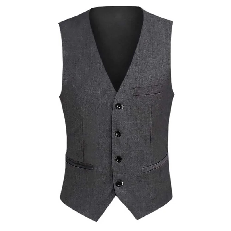 Men's Slim Fit Single Breasted Vest Grey