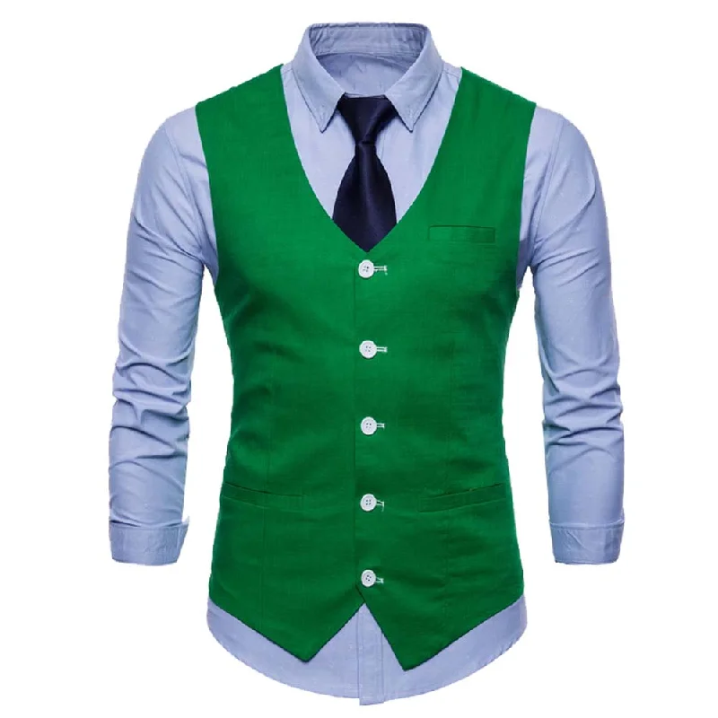 Slim Fit Skinny Dress Vest Green