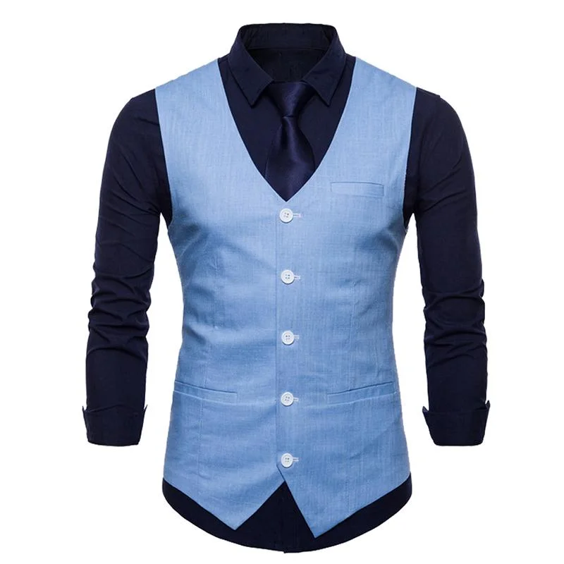 Slim Fit Skinny Dress Vest SkyBlue