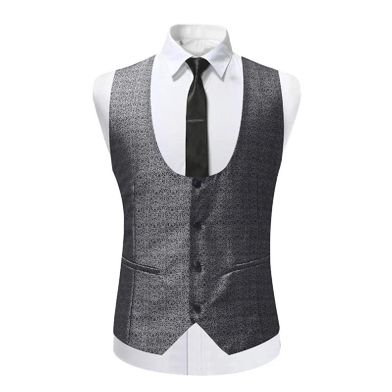 Modern Fit Paisley Dress Vest Grey