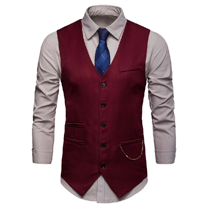 Slim Fit Casual Fashion Vest Maroon