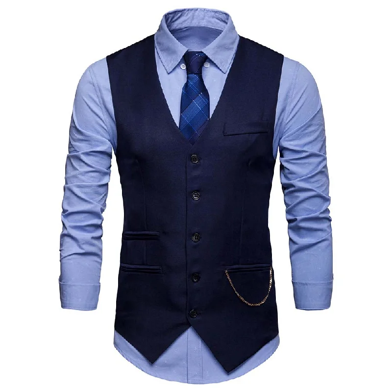 Slim Fit Casual Fashion Vest Navy