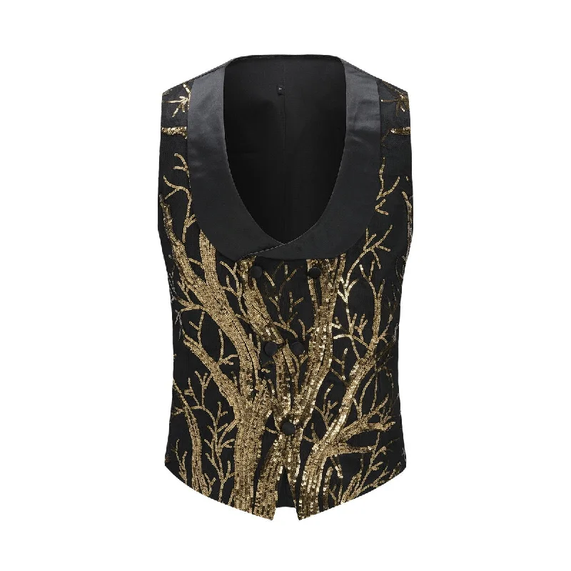 Slim Fit Lightning Tree Sequin Vest