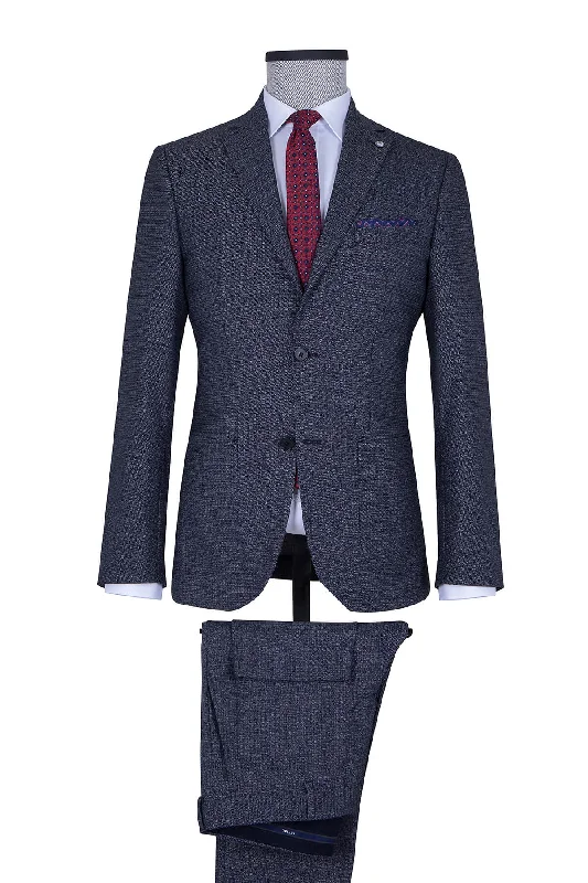 Slim Fit Notch Lapel Navy Casual Suit