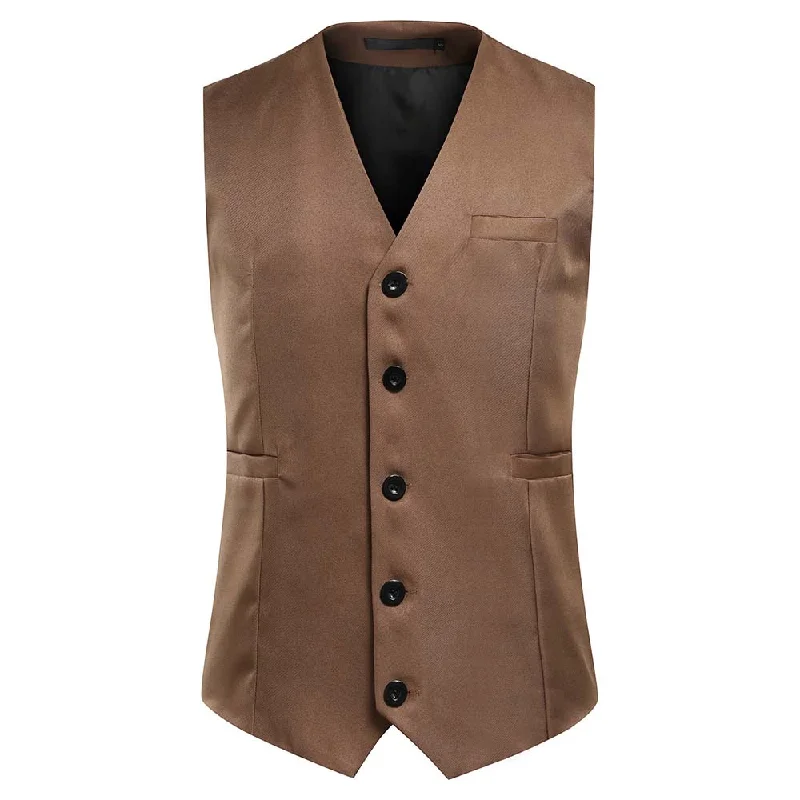 Slim Fit Single Breasted Coffee Vest