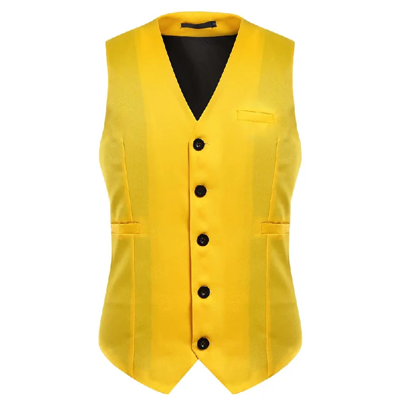 Slim Fit Single Breasted Yellow Vest