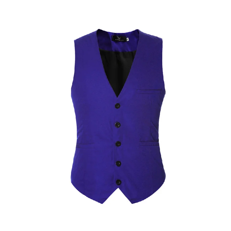 Slim Fit Solid Color Fashion Vest Indigo