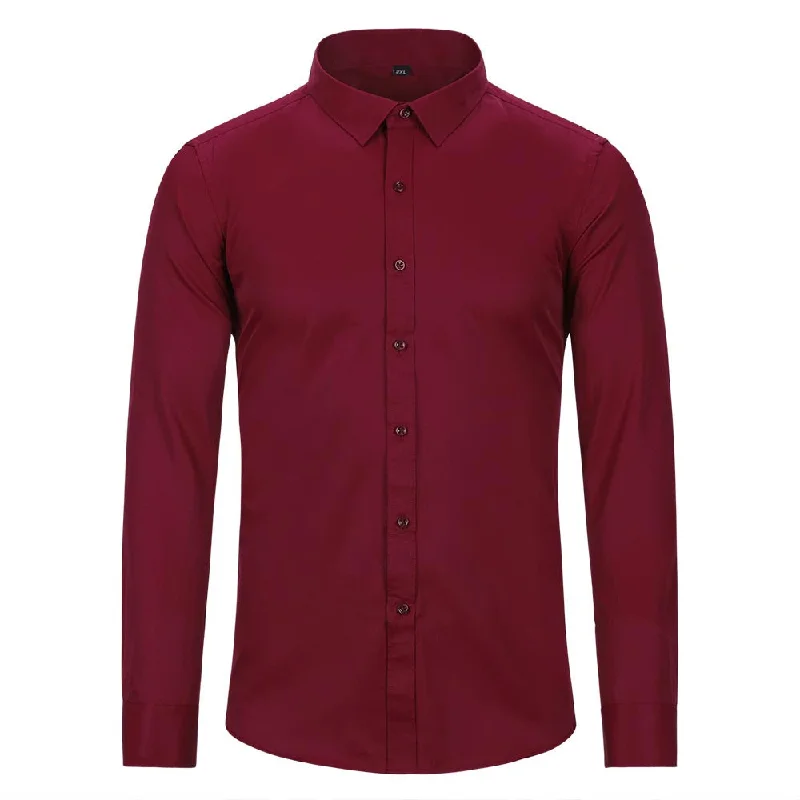 Slim Fit Turn-Down Collar Red Shirt