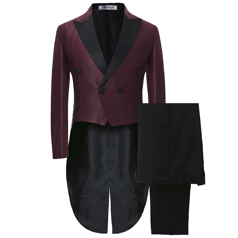 Two Piece Slim Fit Suit Maroon Cocktail Suit tailcoat