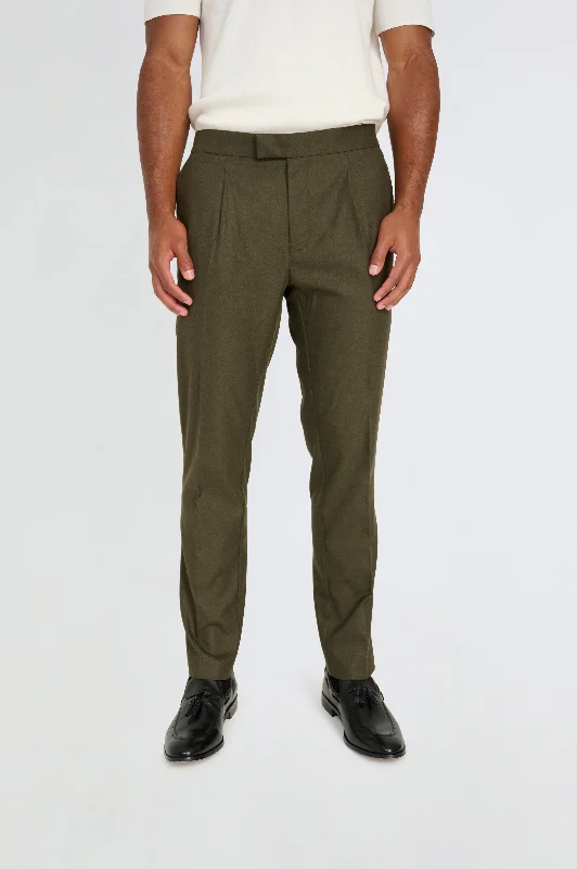 Arthur Flannel Trousers in Khaki