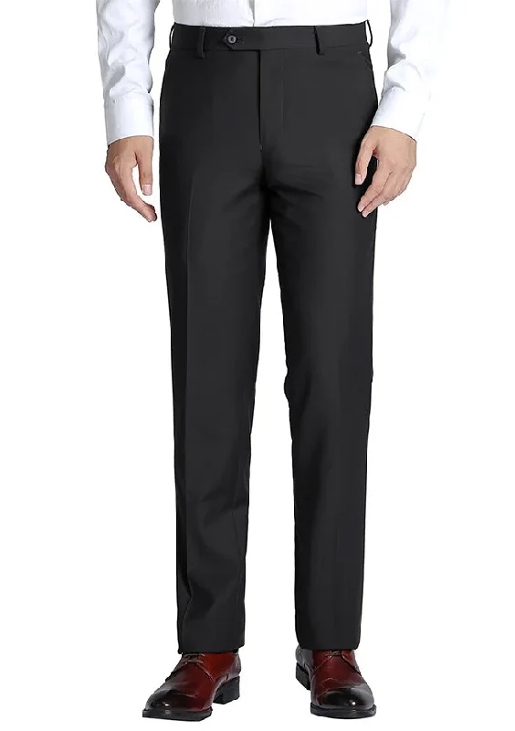 Black Ultra Slim Fit Dress Pants Flat Front Pre-hemmed