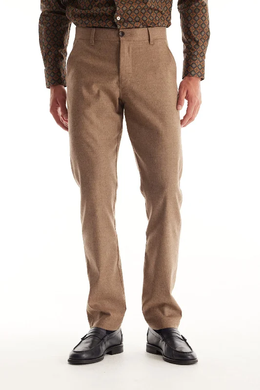 Soft Cloth Dress Pants in Heather Pinstripe - Camel