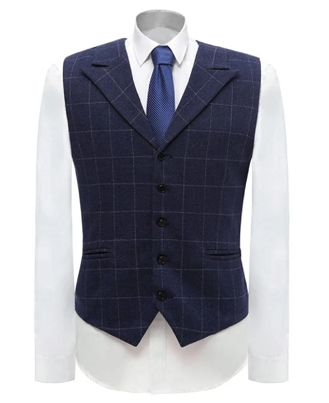 Fashion Men's Suit Vest Plaid Peak Lapel Waistcoat