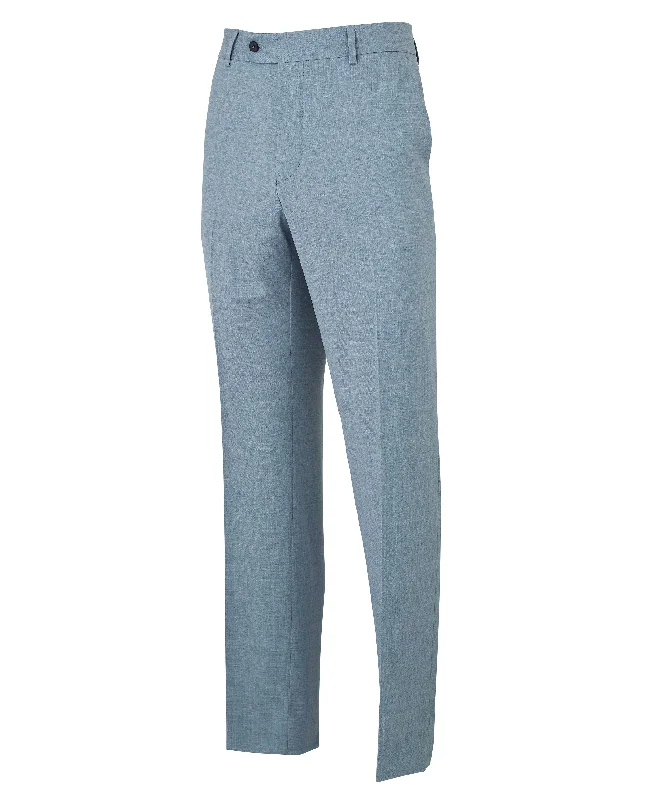 Light Blue Wool-Blend Tailored Suit Trousers