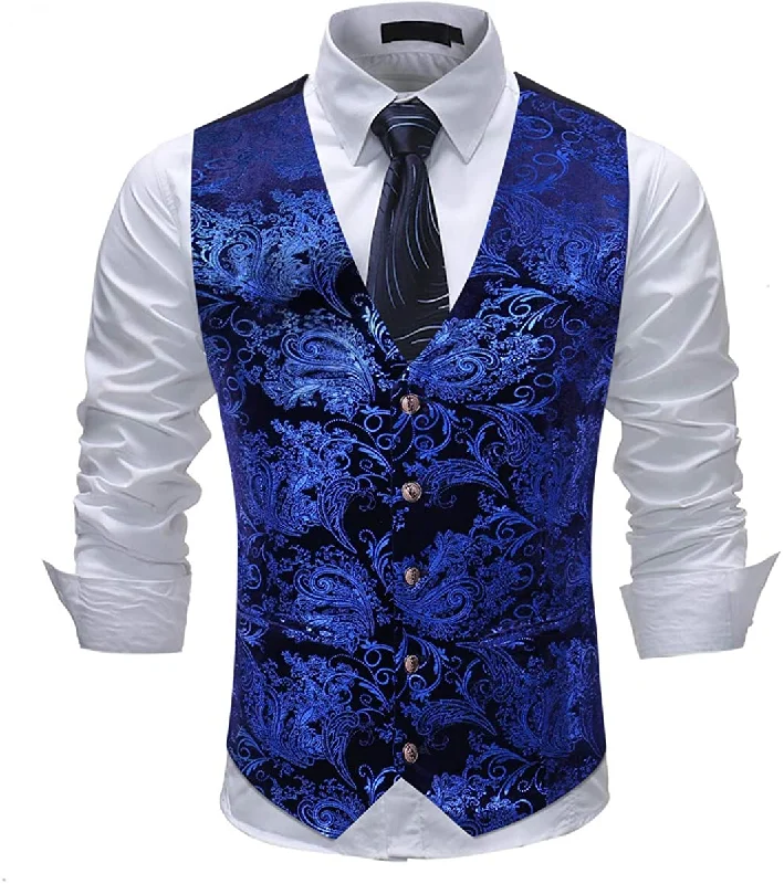 Men's Metallic Printed Vest Navy Blue