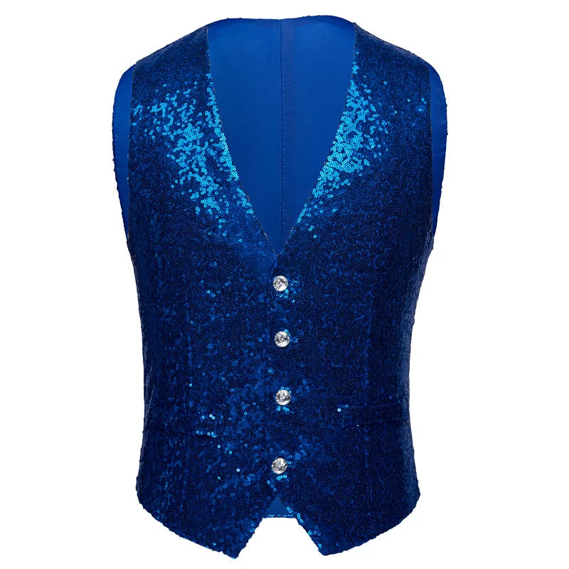 Men's Sequin Fashion Vest Blue